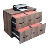 NBF Lateral File Cabinet 2 Drawer Storage with Locking Drawers, Brown