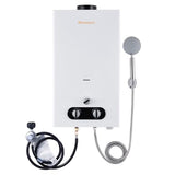 SANAUGAS Tankless Water Heater Propane, 3.18GPM 12L Portable Instant Hot Water Heater, Outdoor Use for RV camping, Camper Van, Camping Trailer, Cabin, Barn, Pool, White