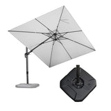 PURPLE LEAF 9' X 12' Right-left Tilt Patio Umbrella with Base Outdoor Cantilever Swivel Rectangle Umbrella Aluminum Offset Umbrella, White