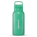 LifeStraw Go Series – Insulated Stainless Steel Water Filter Bottle for Travel and Everyday Use, Removes Bacteria, Parasites and Microplastics, Improves Taste, 1L Cactus Green
