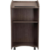 Bowery Hill Modern Wood Lectern, Non-Sound Podium with Storage Shelves