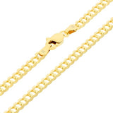 Nuragold 10k Real Yellow Gold Cuban Curb Solid Link Chain