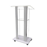 FixtureDisplays® Clear Acrylic Plexiglass Podium Steel Sides Church Pulpit School Lectern