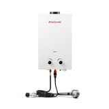 GASLAND BS211 Outdoor Portable Gas Water Heater 2.11 GPM, 8L Instant Propane Water Heater for RV Camping Cabin Boat, Overheating Protection, Easy to Install, White