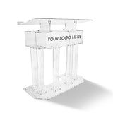 Kingdom Acrylic Lectern or Podium with 6 Column Base and a Wide Middle Shelf with Plenty of Space
