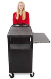 AV Cart with Keyboard Tray and Locking Metal Cabinet, Heavy Duty Mobile Workstation with 4 Rolling Casters
