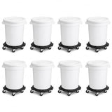 Getzi 8 Pack 20 Gallon White Round Commercial Trash Can with Lid and Dolly