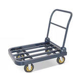 Heavy-Duty Push Cart Dolly - Foldable Flatbed C Truck with Extended Trailer & Sturdy Square Tube Design for Easy