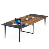 Tribesigns 8FT Conference Table, 94.48L x 47.24W x 29.52H Inches Boat Shaped Meeting Table with Rectangle Grommet