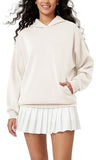 ODODOS Women's Modal Soft Oversized Hoodies Long Sleeve Hooded Sweatshirts Pullover Top with Kangaroo Pocket, Ivory, Small