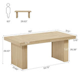 63" Executive Desk, Modern Executive Office Desk with Thickened Desktop and Heavy-Duty Legs, Natural