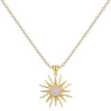 Aohik Dainty 14k Plated Gold Sun Necklace for Women, Trendy CZ Sunburst Pendant Necklace Non Tarnish Jewelry for Gifts