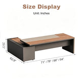 71 inch L Shaped Executive Desk with Drawers, Modern Large Home Office