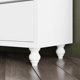 Lovinouse Large Vintage Wide Book Shelf with Storage Drawers, 81.1" Tall White Bookcase with Adjustable LED Light