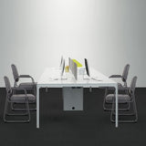 CLATINA Waiting Room Guest Chair with Bonded Leather Padded Arm Rest for Office Reception and Conference Desk Black with Sled Base Grey 8 Pack