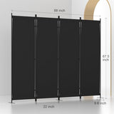 Room Divider, 4 Panel Folding Privacy Screen, 88” Portable Separating with 3 Metal Feet, Partition Room Dividers, Lightweight Freestanding Wall Divider Screen for Office Bedroom Hospital(Black)