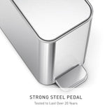 simplehuman Small Bathroom Trash Can with Lid, Stainless Steel Waste Basket, 5 Liter / 1.3 Gallon, Brushed