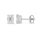 Carbon Atelier IGI Certified 2/3 Carat Emerald Cut Lab Grown Diamond Stud Earrings for Women in 14K White Gold (G-H, VS1-VS2, 0.66 cttw) Fancy Shape Push Back Studs