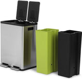 Simpli-Magic 60 Liter / 16 Gallon Rectangular Hands-Free Dual Compartment Recycling Kitchen Step Trash Can with Soft-Close Lid