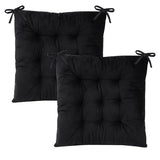 MissSoul Set of 2 Chair Cushions for Dining Chairs with Ties, Indoor Non-Slip Kitchen Chair Pad and Dining Room - Black