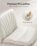 Marsail Armless-Office Desk Chair with Wheels: PU Leather Cross Legged Wide Chair, Comfortable Adjustable Swivel Task Chairs(Light Beige)