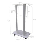 FixtureDisplays Clear Acrylic Plexiglass Podium Curved Steel Sides