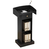 Lecterns Podium Luxury Podium Stand Wood Lecterns Pulpits for Churches with Drawers and Open Storage