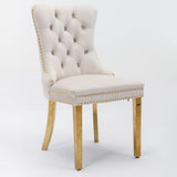 HomVent 68''Gold Faux Marble Dining Table Set with 6 Beige Velvet Chair