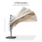 PURPLE LEAF 9' X 12' Left-right Tilt Patio Umbrella Outdoor Cantilever Swivel Rectangle Umbrella with Tilt Aluminum Offset Umbrella with 360-degree Rotation for Garden Deck Pool Patio Beige
