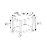 Luxor WT26 26"H AV Cart - Two Shelves - Black Legs, 4" Silent-Roll, Full-Swivel Heavy-Duty Casters, Two with Locking Brake