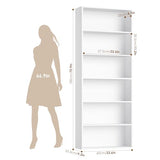 FOTOSOK 6-Tier Open Bookcase and Bookshelf, Freestanding Display Storage Shelves, White