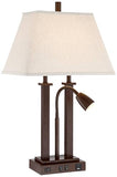 Possini Euro Design Deacon 26" High Modern Desk Table Lamp with USB Charging Ports A+C and AC Power Outlet in Base