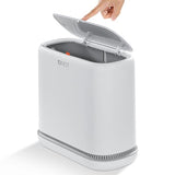 funest Bathroom Trash Can, 3.3 Gallon Slim Trash Can with Lid, Adsorption Garbage Can with Press-Top Lid