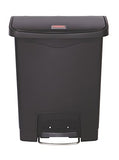 Rubbermaid Commercial Products Streamline Slim Step-On Plastic Trash Garbage Can, 8-Gallon, Black