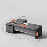 71 inch Modern L Shaped Gray Executive Desk with Combination Lock Drawer