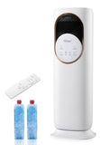Hiluce 4-IN-1 Tower Fans that Blow Cold Air for Bedroom, Bladeless Fan and Heater Combo,28 ft/s Quiet Swamp Cooler Fan with Ice Packs,180° Oscillating,2 Heating & 3 Cooling Speed, 9H Timer