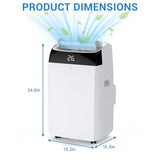 12,000 BTU Portable Air Conditioner with Dehumidifier, Compact Small AC Unit for Rooms up to 550 Sq Ft, Easy Mobility with Wheels, Includes Remote Control and Window Exhaust Installation Kit