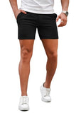 GINGTTO Mens Slim Fit Shorts Skinny Chino Short Tapered Leg Stretch (Black,28-5'')