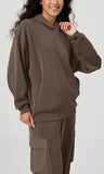 ODODOS Women's Modal Soft Oversized Hoodies Long Sleeve Hooded Sweatshirts Pullover Top with Kangaroo Pocket, Wood Brown, Medium
