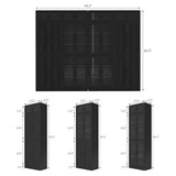 Tall Wooden Bookshelf, Storage Cabinet with Glass Doors, 7 Tier Bookcase for Living Room