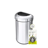 Urban 16 Gallon Semi-Round Open Top Waste Bin, Stainless Steel Half Round Commercial Trash Can for Indoor and Outdoor