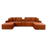 127-Inch U-Shaped Symmetrical Cloud Sectional Couch Compressed Modular Boneless Sectional Sofa with Chaise Lounges and Console
