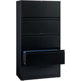 Hirsh 36 in W 5 Drawer Lateral File Cabinet, Black