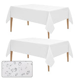 WIGENIUS 2 Pack Faux Linen White Tablecloth Rectangle 60 x 102 Inches Waterproof Table Cloths Fit 6 FT Tables - Polyester White Table Cloth for Wedding, Banquet & Party Events | Hemmed Edges