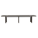 Medina 14' Conference Table with Finish, Rounded Ends and Beveled Edges, Silver Detailing, Grommet Holes, 250 lbs Capacity.