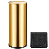 30L/8GAL Gold Lidded Trash Can with 100 Garbage Bags Metallic Gold Brass Kitchen Garbage Bin with Flip Lid