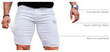 GINGTTO Mens Jean Shorts White Skinny Stretch Denim Shorts for Men Ripped 34