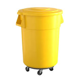 5 PACK! 55 Gallon Round Trash Can with Lid and Dolly, 200 Liter Commercial Trash Can, Trash Bin for Kitchen
