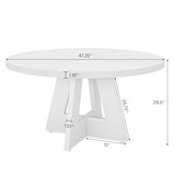 Tribesigns 47 inch Round Dining Table Wood Kitchen Table for Dining Room, 47" Dinner Room Tables for 4-6, White