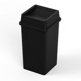 35 Gallon Black Square Commercial Trash | Garbage Can with Lid - Office, Outdoor